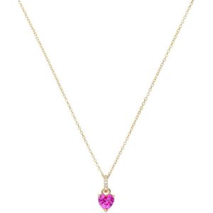 Lucardi - Dames Zilveren Ketting met Hanger Hart - 925 Zilver - 45 cm