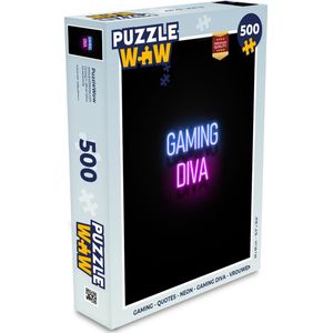 Puzzel Gaming - Quotes - Neon - Gaming diva - Vrouwen - Legpuzzel - Puzzel 500 stukjes