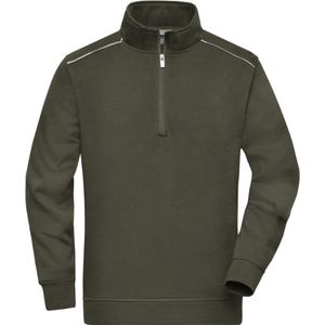 James & Nicholson Solid sweater met rits JN895 - Olijf - XS