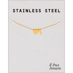 Letter I Armband Goudkleurig - Stainless Steel - Initiaal & Hartje Hanger - Initialen Armband op Cadeau Kaartje - Pax Amare - 15,5cm + 5cm verstelbaar