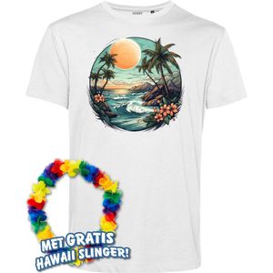 T-shirt Hawaiian Beach | Toppers in Concert 2024 | Club Tropicana | Hawaii Shirt | Ibiza Kleding | Wit | maat 4XL