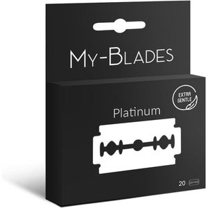 Premium Platinum Scheermesjes voor Veiligheidsrasoirs - 20 extra scherpe en zachte mesjes van roestvrij staal voor een gevoelige huid