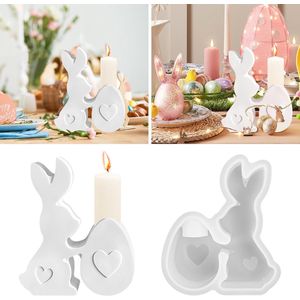 Silicone Candle Holder for Easter Casting Mould, Stick Candle Holder, Rabbit, Silicone Mould, Tealight Holder, Pouring Mould, Concrete Candle Holder, Easter Bunny, Silicone Mould for Stick Candles and