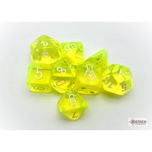 Chessex 8-Die set Lab Dice Translucent Neon Yellow/White