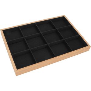 12-Grid Sieraden Lade Organizer voor Sieraden Display Trays - Zachte Elegante Uiterlijk - Lichtgewicht Opslag Lade (Zwart)