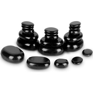 Brenzoos - Hot Stones Massage Kit met Basalt Stenen voor Ontspannende Massage - 20 Stuks Ovale Zwarte Basalt Stenen - Ideaal als Kerstcadeau voor Vrouwen
