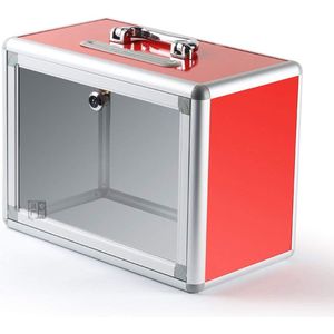 Draagbare voorstellingsbox met slot - klachtendonatiekeuze - verzamelbox - desktop stembus, liefdadigheidsinstelling en aanbevolen collectie (rood) (S5A)