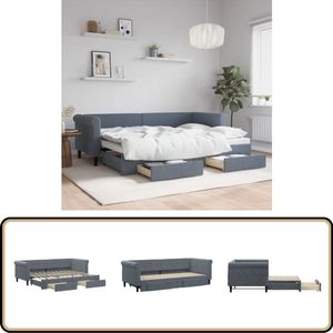 vidaXL Slaapbank onderschuifbed en lades 80x200 cm fluweel donkergrijs