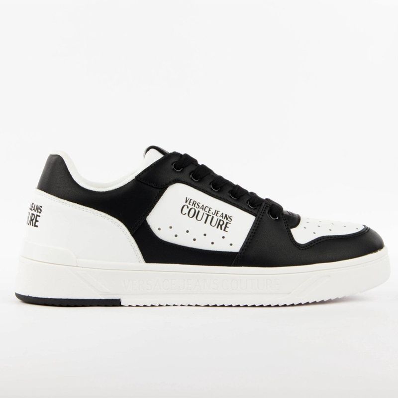 Versace Jeans Couture - Sportschoenen - Zwart - Heren - Leer - Met Bedrukt Logo