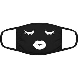 Kiss mondkapje | love | grappig | gezichtsmasker | bescherming | bedrukt | logo | Zwart mondmasker van katoen, uitwasbaar & herbruikbaar. Geschikt voor OV