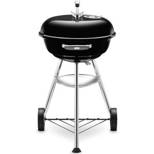 Compact Kettle Houtskoolbarbecue 47 centimeter | Barbecue Met Deksel | Standaard En Wielen| Vrijstaande Outdoor Oven, Smoker & Kookplaat - Zwart (1221004)