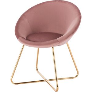 Eetkamerstoel - velvet kuipstoel - met armleuning - modern & stijlvol - zacht bekleed - romantisch roze
