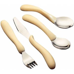 Aangepast bestek met anatomische handgreep : set van 4 - zwart