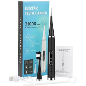 2-in-1 elektrische tandenborstel Sonic Cleaner Tandsteenverwijderaar Smart Tandenborstel Volwassenen - Zwart