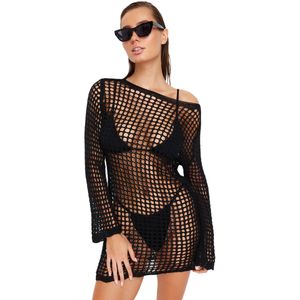 Trendyol Ecru Mini Brei- En Haakstrandjurk Tbess24El00065