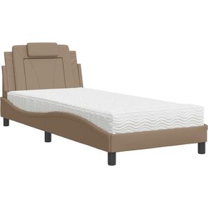 vidaXL - Bed - met - matras - kunstleer - cappuccinokleurig - 90x200 - cm