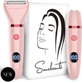 2-in-1 Ladyshave met Display - Gezicht - Oksels - Benen - Bikinilijn - Sansbeauté® - Scheerapparaat Vrouw - Gezichtsontharing Dames - Trimmer Vrouw - Ladyshaves Bikini - USB Oplaadbaar