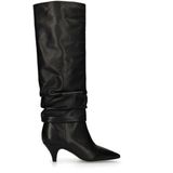 Manfield - Hoge Laarzen - Zwart - Leren - Met Kittenheel