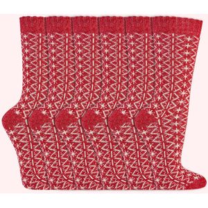 Wollen Sokken | Dames sokken | Folklore | Kleur: Rood | Maat: 35-38 / 39-42 | 6 paar