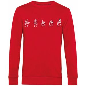 7431 - Sweater - Gebarentaal; 3 Bier-Red-XL
