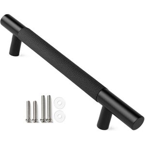 CISSIYOG 10 stuks gekartelde meubelgrepen, stanggreep, handgrepen voor keukenkasten, kasten, laden, laden, deuren, zwarte deurgrepen voor keukenkasten, commode, kast, goud (128 mm grijs