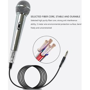 Handmicrofoon cardioïde dynamische zangmicrofoon met ruisonderdrukking en schokbestendigheid - 3 meter kabel - 6.5 mm aansluiting - voor karaoke machines .