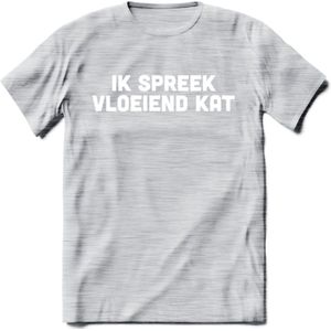 Ik Spreek Vloeiend Kat - Katten T-Shirt Kleding Cadeau | Dames - Heren - Unisex | Kat / Dieren shirt | Grappig Verjaardag kado | Tshirt Met Print | - Licht Grijs - Gemaleerd - S