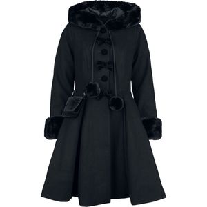 Hell Bunny Oita Coat Lange jassen zwart XS - Polyester - Gothic