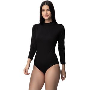 Bodysuit Met Haak en Lange Mouwen-Ondergoed Voor Dames-Zwart-XL