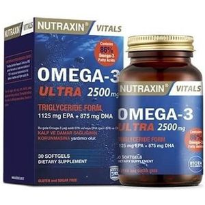 Nutraxin Omega-3 Ultra 2500 mg 30 softgels(Hoge dosering visolie. Omega-3-vetzuren DHA en EPA)