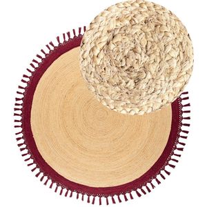 Vloerkleed MARTS Donkerrood ø 200 cm Jute