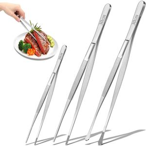Kookpincet Set van 3 keukenpincetten Keukenkookpincet Roestvrijstalen pincet Lange kookpincet Keukenbarbecuepincet Keukenpincet roestvrij staal voor keukens