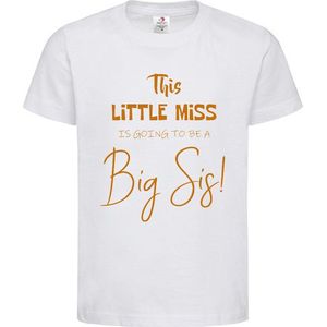 Shirt Aankondiging zwangerschap This little miss is going to be a Big Sis | korte mouw | Wit/tan | maat 122/128 zwangerschap aankondiging bekendmaking Baby big sis sister Grote Zus