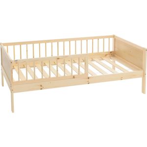 Kinderbed 80x160 cm met lattenbodem en uitvalbeveiliging natuurlijk dennenhout ML design