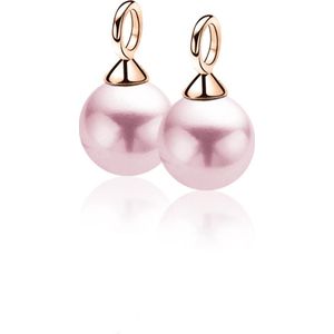 ZINZI zilveren oorbedels rosé verguld roze parel ZICH266RR (zonder oorringen)