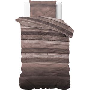 Sleeptime Flanel Marcus Dekbedovertrek - Eenpersoons - 140x200/220 + 1 kussensloop 60x70 - Taupe