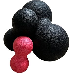 Massage Pinda Bindweefsel Massage Bal – Set 3x - Dubbele balvorm, ideaal voor diepgaande bindweefselmassage en triggerpointtherapie. Verlicht spierpijn, verbetert mobiliteit en bevordert herstel. Duurzaam materiaal. Perfect voor rug, nek en benen.