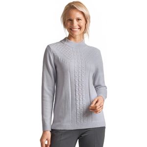 Zachte geribde trui met strasversieringen, opstaande kraag