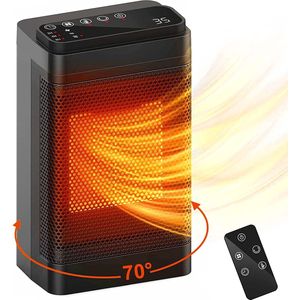 SensaHome 1200D - Elektrische Kachel - Keramische Verwarming - Energiezuinige Heater - Ventilatorkachel met Thermostaat - Terrasverwarmer - Met Afstandsbediening - 1400/1500W - Zwart