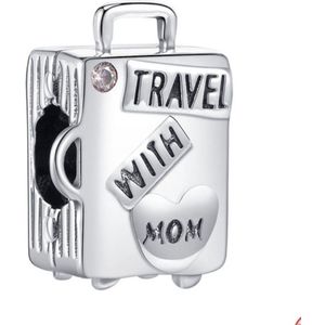 Zilveren Bedel | Travel With Mom | Past op Pandora | Pandora compatible | Reizen Charm | Moeder