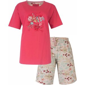 Tenderness - Dames Shortama - Rood - Pyjama Set - Botanisch Patroon