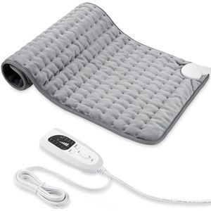 Elektrisch - Verwarmingskussen - Warmtekussen voor Rug, Voeten, Nek, Schouders, Buik - Heating Pad - Verwarmingskussen - 60x30cm - Grijs