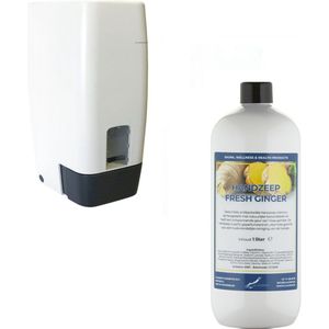 Zeepdispenser 1 liter kunststof hervulbaar + 1 liter handzeep Fresh Ginger
