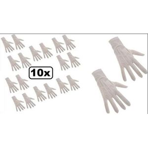 10x Witte handschoenen katoen de luxe mt.XXL - Prinsen handschoenen raad van elf sinterklaas