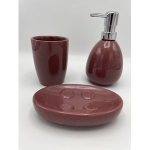 3 Delig Badkamer accessoires set  - Beker - Zeephouder - Zeeppomp