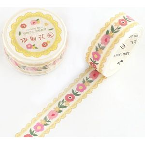 Geel Roze Bloemen Washi Tape | Bullet Journal | Journalling | Journaling |  Masking Tape | Must Haves | Basic Washi Tapes | Versieren | Plakboeken | Inpakken | Leuke Washi Tapes | Schattig | Mooi | Roze Rode Gele Bloemen Versierings Bogen