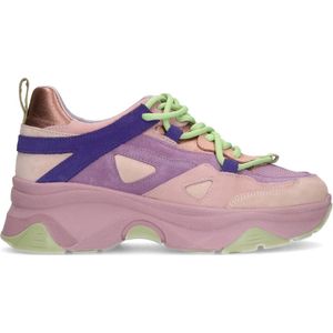 Sacha - Dames - Roze leren platform sneakers met multicolor details - Maat 41