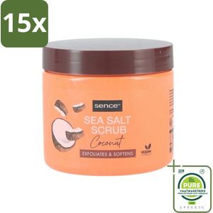 15 x Sence - Coconut - Bodyscrub - Verzorgend - 500 g - Grootverpakking - Lichaams Scrub - Kokos Scrub - Exfolieermiddel - Gezichts Scrub - Huidverzorging
