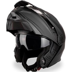 VINZ Prado Enduro Helm met Zonnevizier | Systeemhelm, Motorhelm & Crosshelm | ECE 22.06 goedgekeurd | Geschikt voor Motor, Scooter & Brommer | Inclusief Opbergzak - Mat Zwart - M