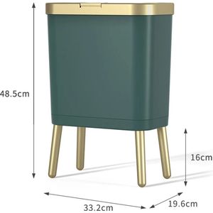 Wise ® 15l- Keuken -Staande -Prullenbak - Grote - Capaciteit -Vuilnisbak -Badkamer -Emmer -Toilet -Prullenbak- Kantoor -Vuilnisbak -Deksel